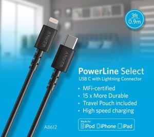 Cáp Anker PowerLine Select (Type C to Lightning) (A8612P11)